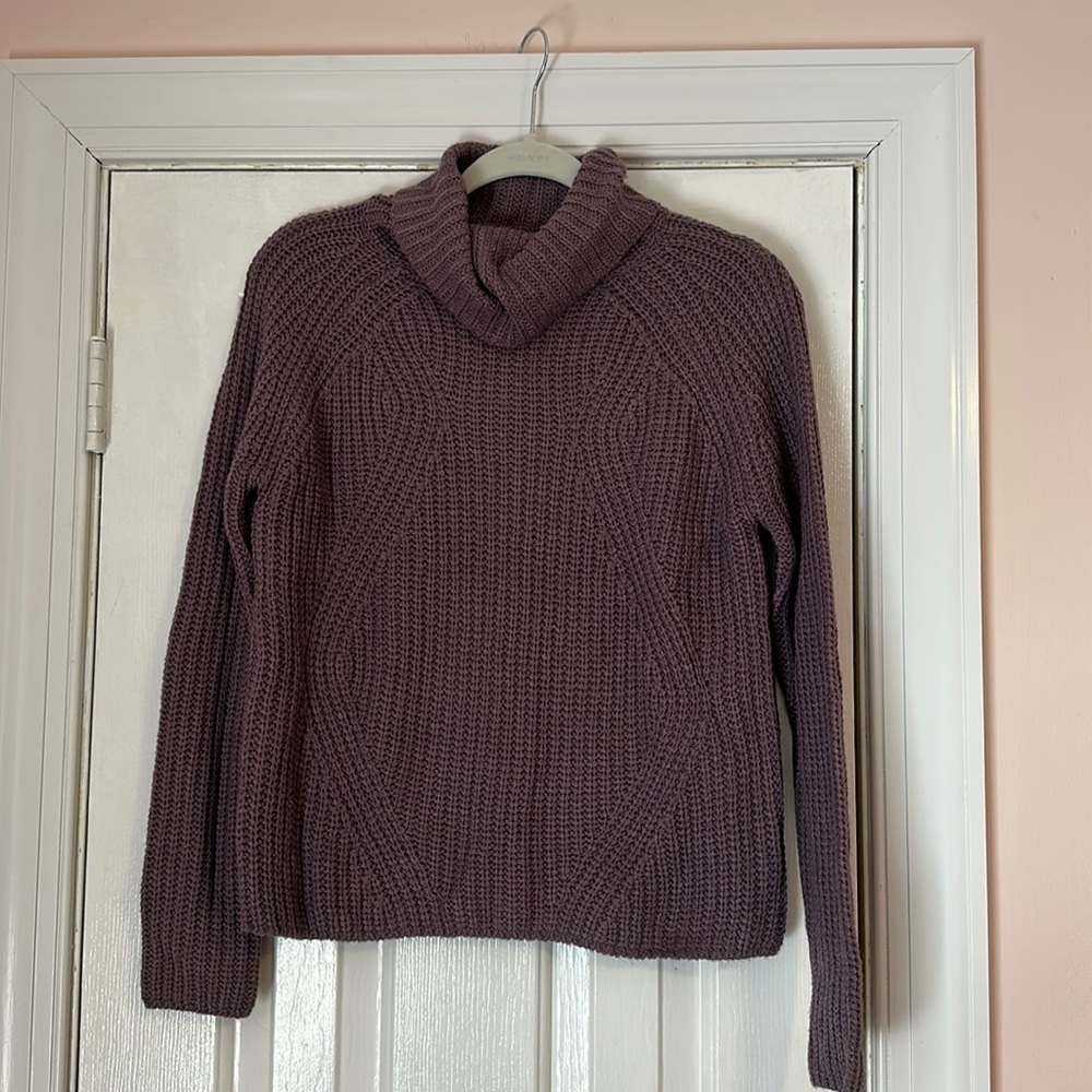 Purple knit cowl neck sweater